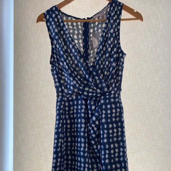 Blue and white wrap detail dress - Picture 1 of 4